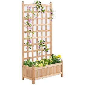 Garden Trellis Raised Bed 23.5x11.5x49.25 for Outdoor Indoor Plants Natural