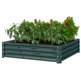 Galvanized Raised Garden Bed 4x4 Steel Frame Green for Vegetables Flowers Plants Herbs
