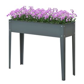 Metal Raised Garden Bed Planter Box 40" x 12" x 32" Dark Grey Durable Outdoor Gardening Solution