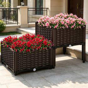 2-Piece Raised Garden Bed with Legs, Self-Watering Planter Box Raised Bed to Grow Flowers