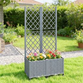 Flower pot, elevated garden bed, plant rack, gray