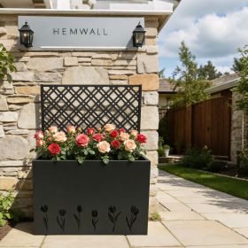 Tall Metal Planter Raised Garden Bed with Trellis 35.5in L x 11.9in W x 47.3in H - Large Flower Box Privacy Screen for Porch, Patio, Garden