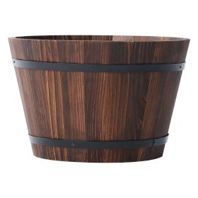 17 in Wood Whiskey Barrel Planter