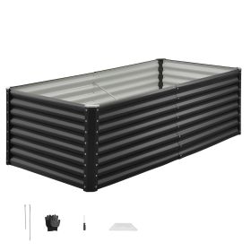 Metal Raised Garden Bed, 6 x 3 x 2 ft Outdoor Galvanized Planter Garden Box, Open Bottom Design, Large Planter Raised Bed for Growing Vegetables