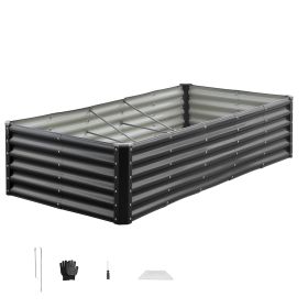 Metal Raised Garden Bed, 6 x 3 x 1.4 ft Outdoor Galvanized Planter Garden Box, Open Bottom Design, Large Planter Raised Bed for Growing Vegetable
