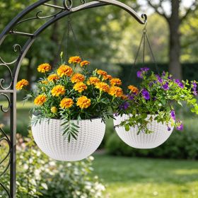 13.4 inch Self-Watering Hanging Rattan-Inspired Planter Large Capacity, Root-Rot Resistant Water Storage with Water Level Indicator