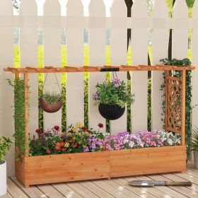 Raised Garden Bed Planter Box with Lattice Trellis Drainage Holes Forporch, Garden, Patio, Deck