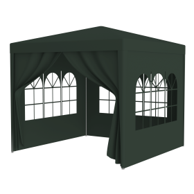 3 * 3m 4 sided (two doors), spiral tube pergola made of green PE fabric, 10'x10 'party tent with 4 detachable sides, outdoor heavy-duty pergola