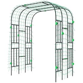 Garden Arch Trellis, 8 FT Tall Metal Plant Trellis Support with Climbing Net, Cucumber Trellis for Climbing Plants