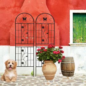 2 Pack Metal Garden Trellis 71" x 19.7" Rustproof Trellis for Climbing Plants Outdoor Flower Support Black