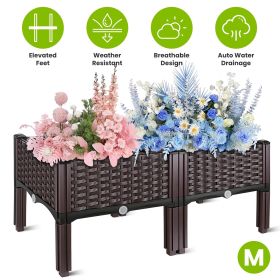 Outdoor Raised Garden Bed with Legs Elevated Planter Box with Self-watering System for Garden Patio Balcony Vegetables Flowers Herbs PP Plastic B (Type: M)