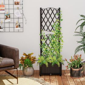 Raised Garden Bed with Trellis Planter Box for Climbing Plants (Color: Brown, Select: Single planting boxes)