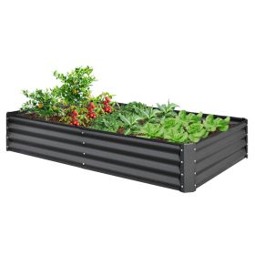 6x3x1ft Galvanized Raised Garden Bed, Outdoor Planter Garden Boxes Large Metal Planter Box for Gardening Vegetables Fruits Flowers,Gray (Color: as Pic)